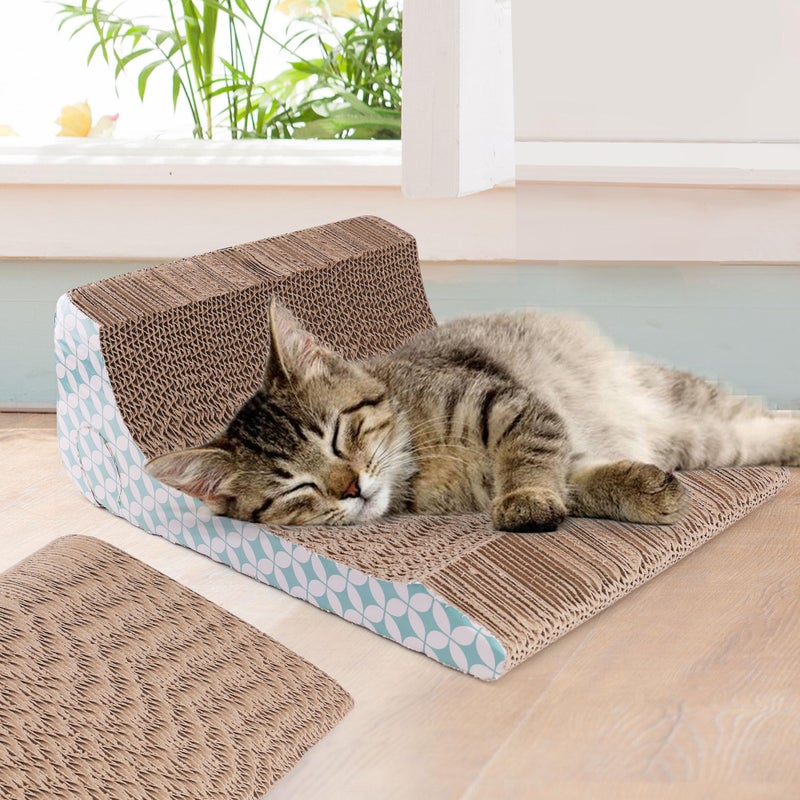 PrimePets Cat Scratcher Cardboard with Catnip, Removable Cat Scratching Pad with Ball, 2-in-1 Corrugated Cat Scratch Lounge Sofa Refill - Image 5
